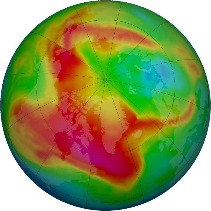 Arctic ozone map for 16 February 1990